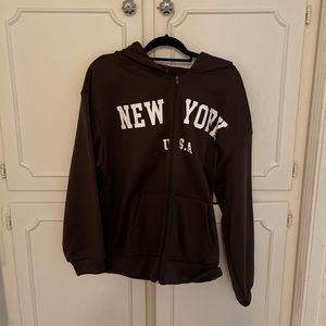 Shein New York brown hoodie